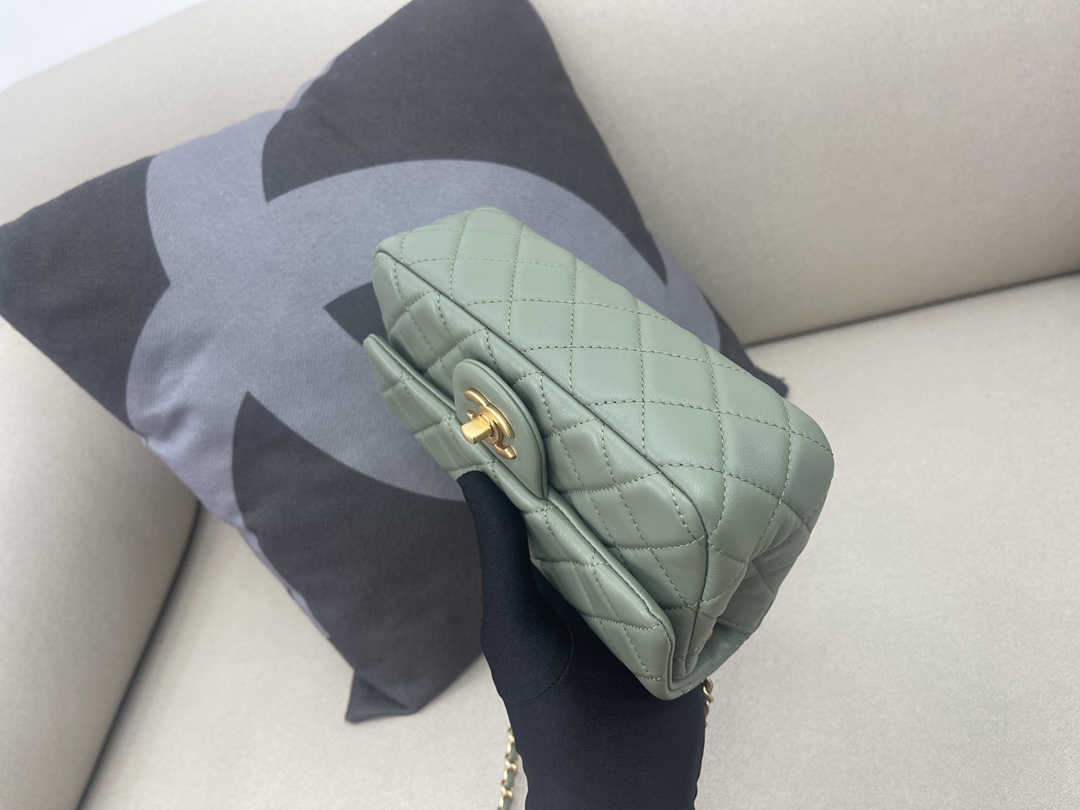 Small Classic Flap Lambskin Bag AS1787 Light Green